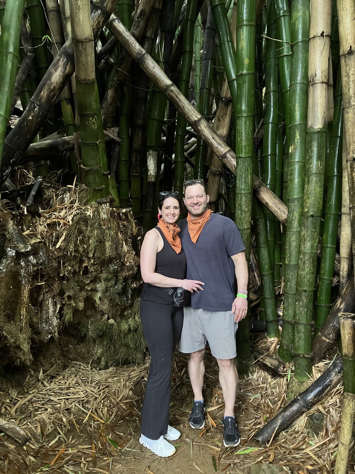 Laura and Nicholas in a bamboo forest