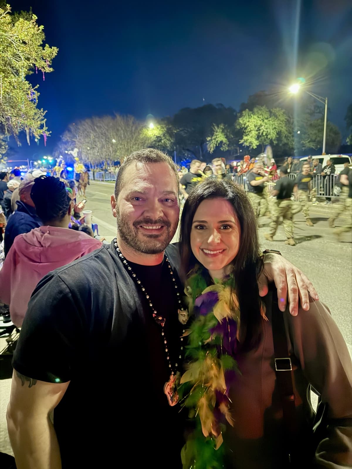 Laura and Nicholas at a night parade