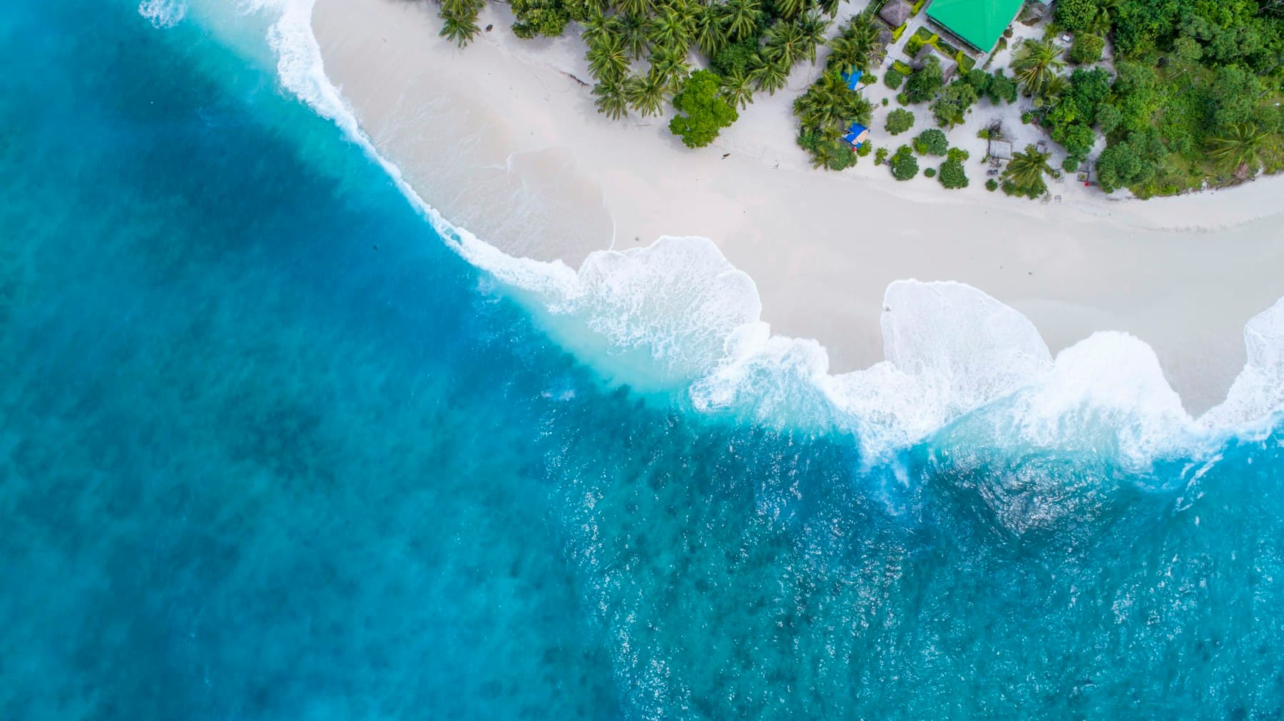 Aerial view of a turquoise reef